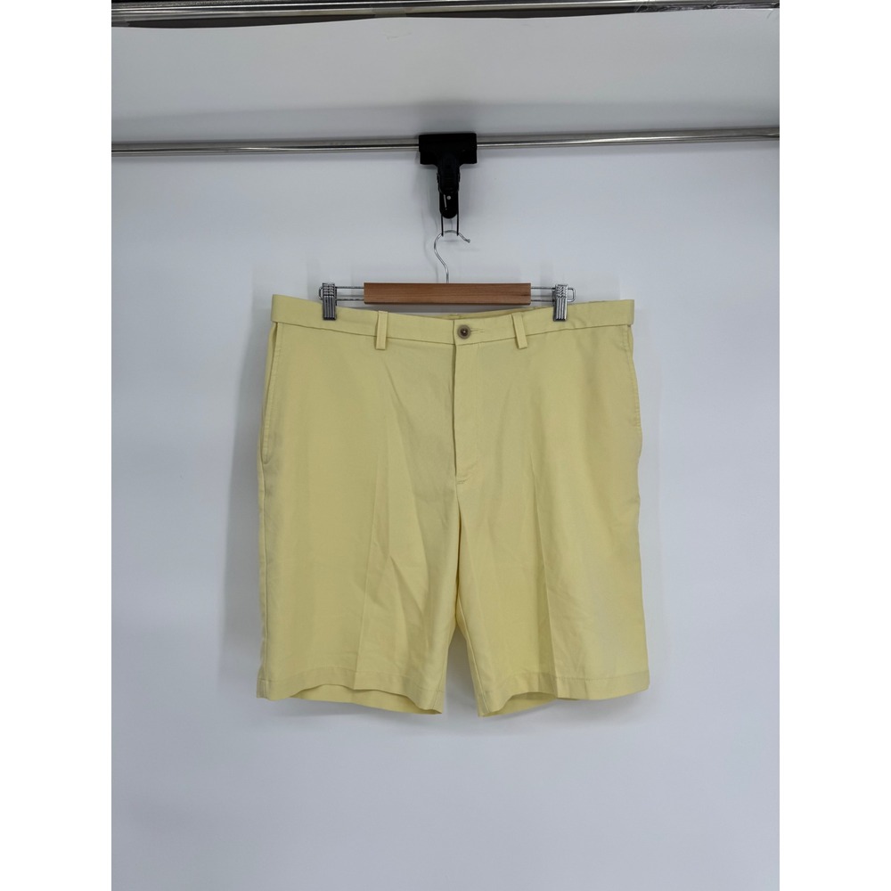 Cool 18 Pro Mens Yellow Flat Front‎ Golf Casual Shorts Sz 44 Waist Expandable